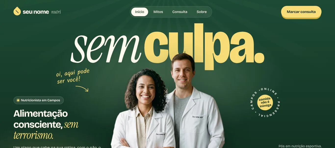 Topo do modelo de site estilo leve e colorido