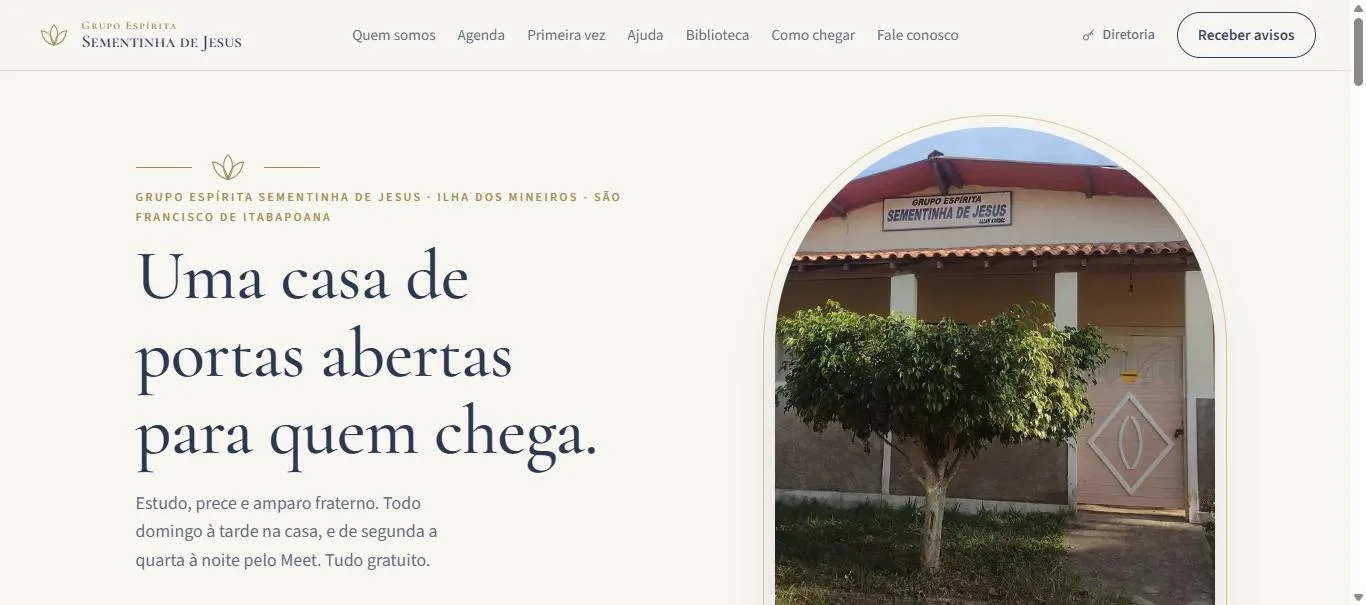 Topo do site sementinhadejesus.com.br